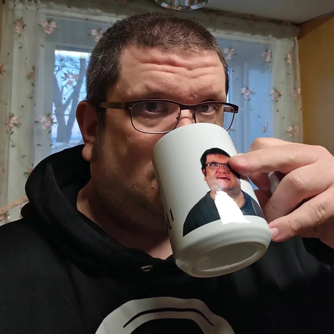 Ozject drinking from an OzMug