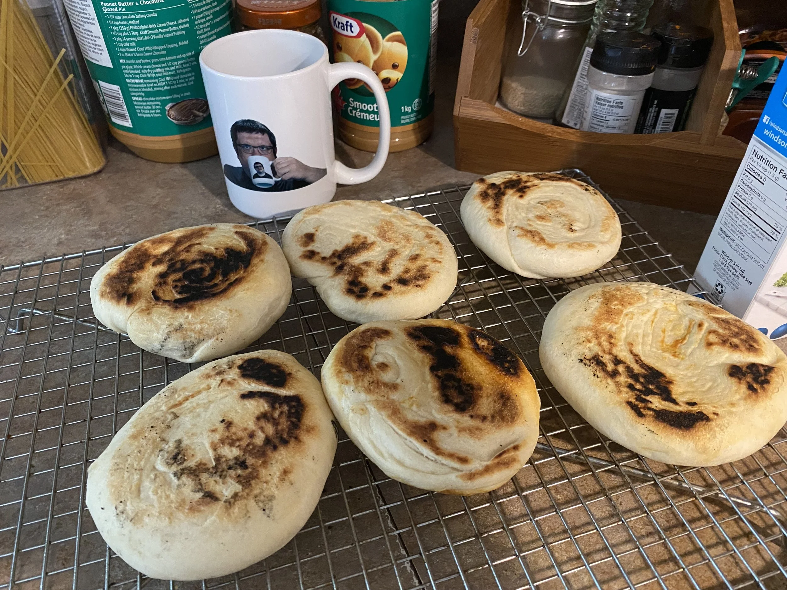 some homemade chinese bread, called "bing", but pronounced like "bean". The ozmug looks on with approval.