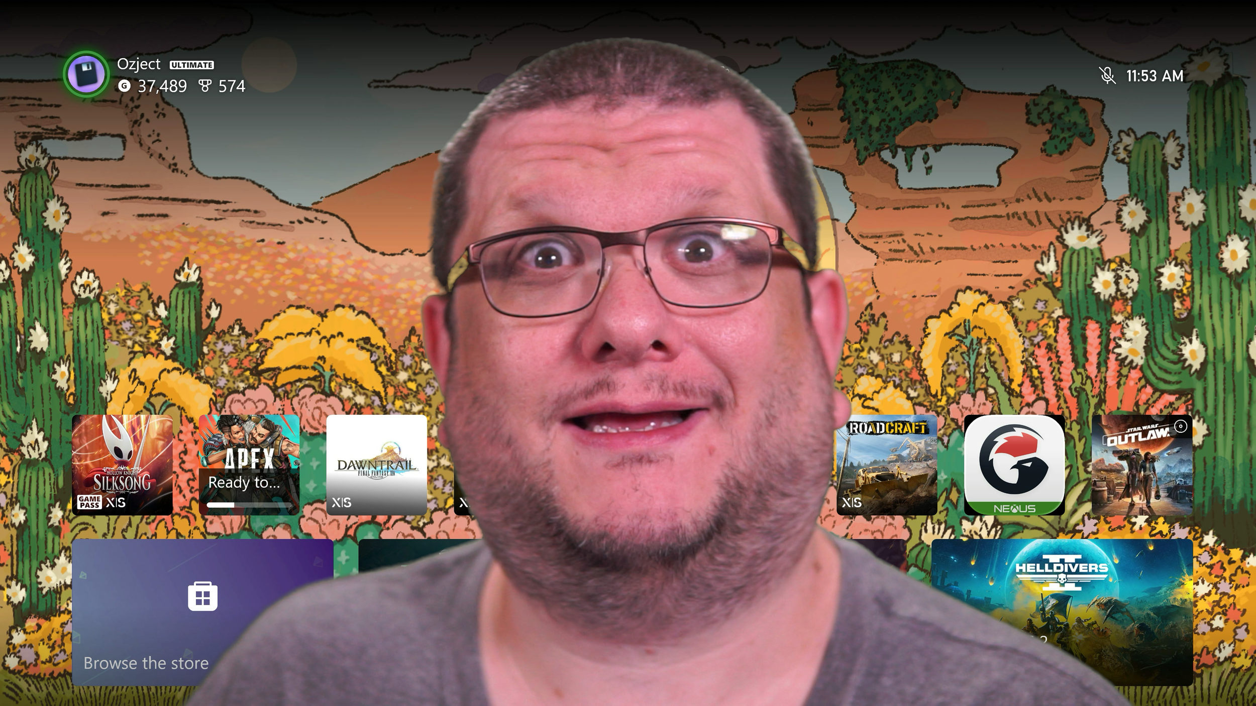 Ozject's full-frame camera with an Xbox backdrop